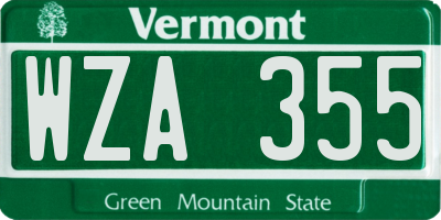 VT license plate WZA355