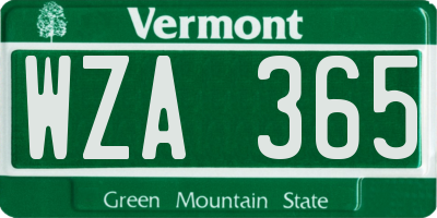 VT license plate WZA365