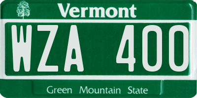 VT license plate WZA400