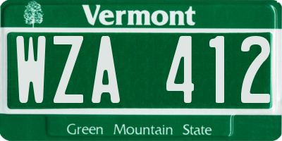 VT license plate WZA412