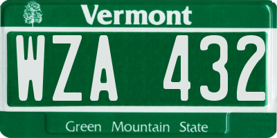VT license plate WZA432
