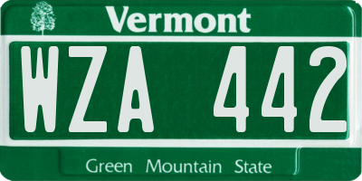 VT license plate WZA442