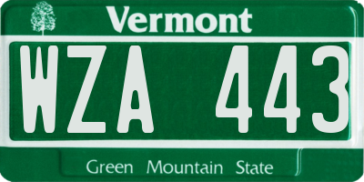 VT license plate WZA443
