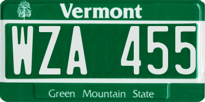 VT license plate WZA455