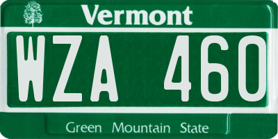 VT license plate WZA460