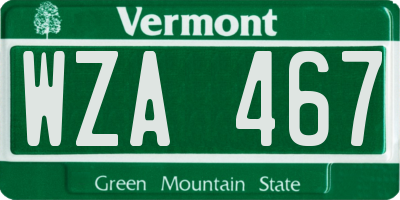 VT license plate WZA467