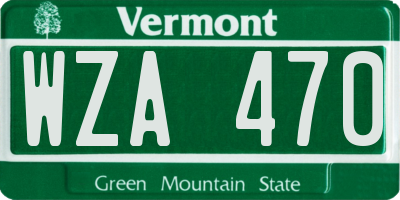 VT license plate WZA470