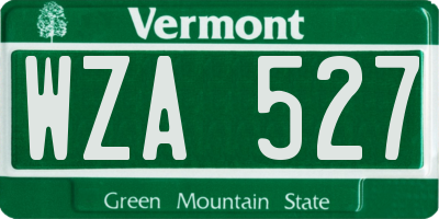 VT license plate WZA527