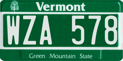 VT license plate WZA578