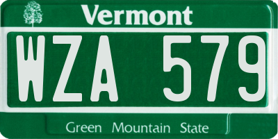 VT license plate WZA579