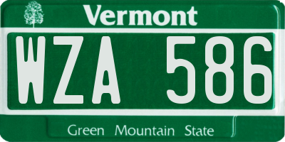 VT license plate WZA586