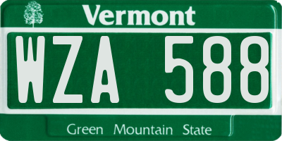 VT license plate WZA588