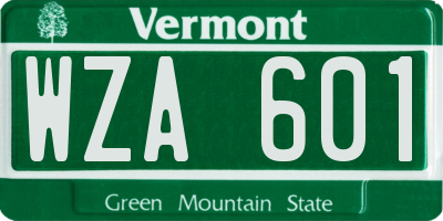 VT license plate WZA601