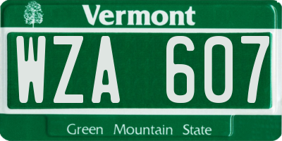VT license plate WZA607