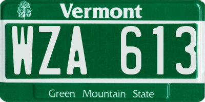 VT license plate WZA613