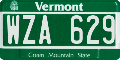 VT license plate WZA629