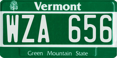VT license plate WZA656