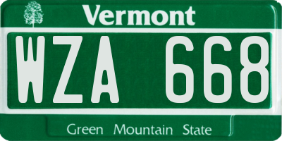 VT license plate WZA668