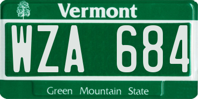 VT license plate WZA684