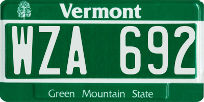 VT license plate WZA692