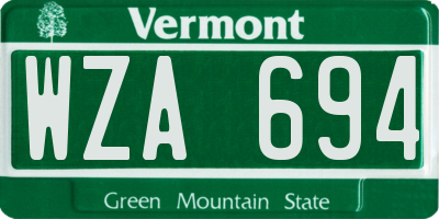 VT license plate WZA694