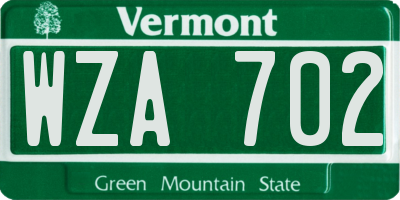 VT license plate WZA702