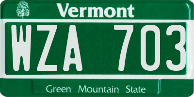 VT license plate WZA703