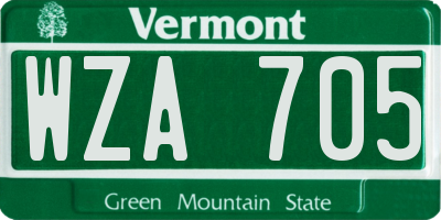 VT license plate WZA705