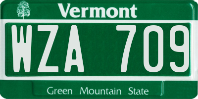 VT license plate WZA709