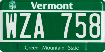 VT license plate WZA758