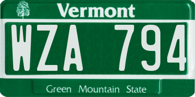 VT license plate WZA794