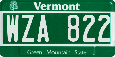 VT license plate WZA822