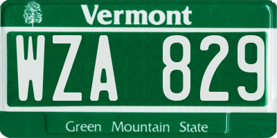 VT license plate WZA829