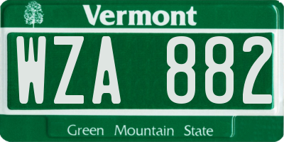 VT license plate WZA882