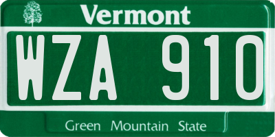 VT license plate WZA910