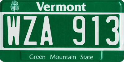 VT license plate WZA913