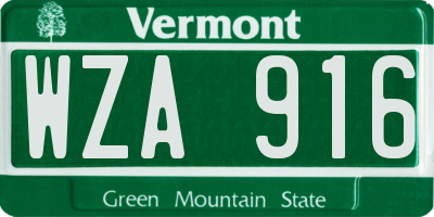 VT license plate WZA916