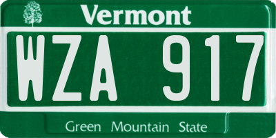 VT license plate WZA917