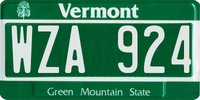 VT license plate WZA924