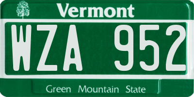VT license plate WZA952