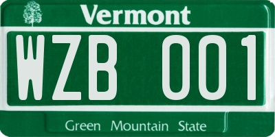 VT license plate WZB001