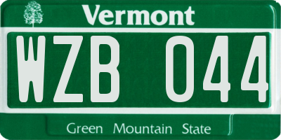 VT license plate WZB044