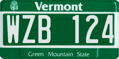 VT license plate WZB124