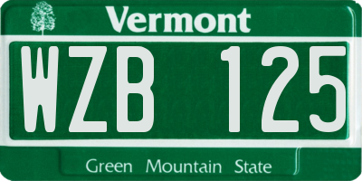 VT license plate WZB125