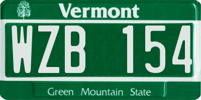 VT license plate WZB154