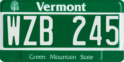 VT license plate WZB245
