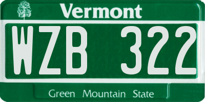 VT license plate WZB322