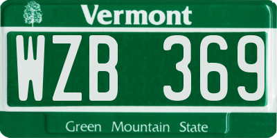 VT license plate WZB369