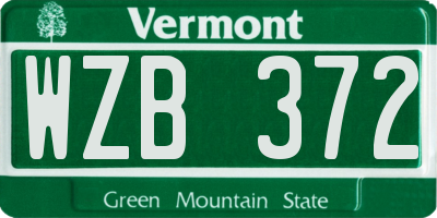 VT license plate WZB372