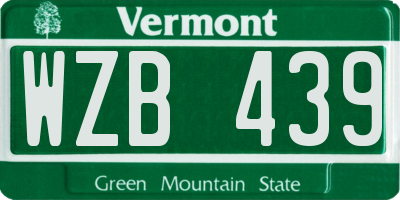 VT license plate WZB439